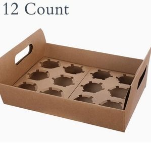 Db11 Thick Kraft Paper Cupcake trays, 2 packages with 4 trays for 12 in each